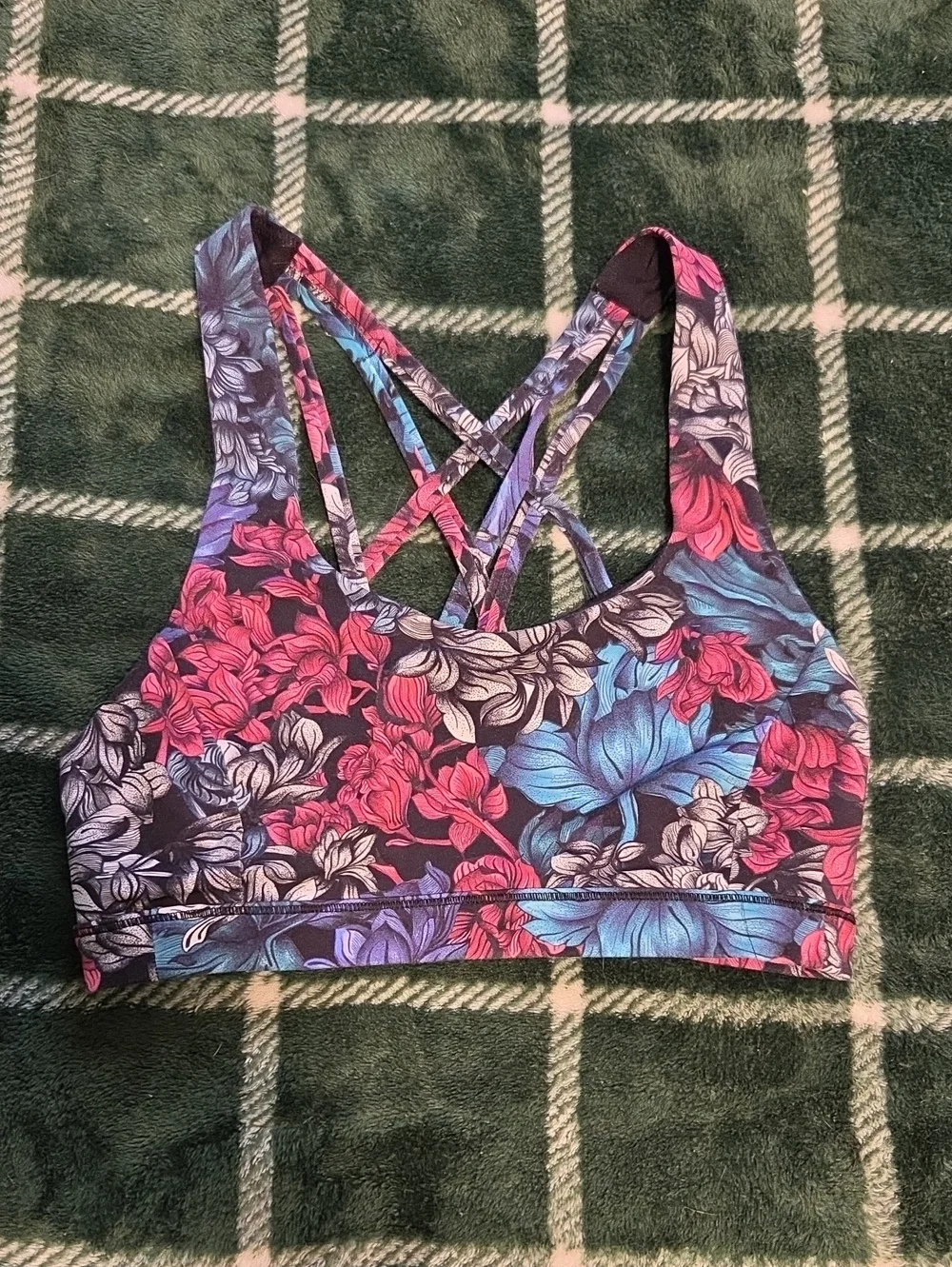 Lululemon Floral Crisscross Sports Bra Pink & Blue Size 4
